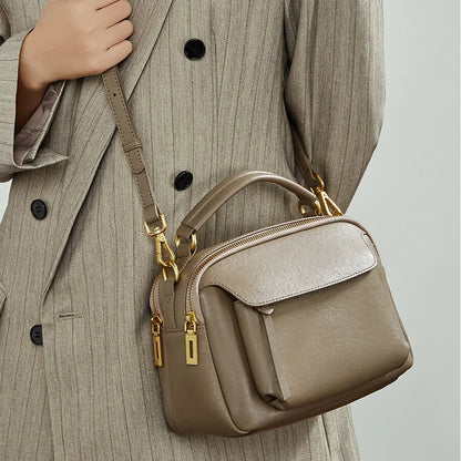 Multi-Pocket Genuine Leather Camera Crossbody Bag - image 2