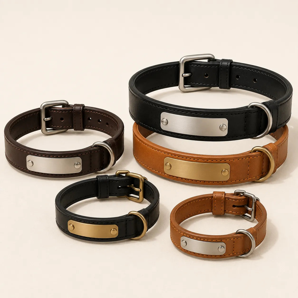 Nameplate leather dog collar customization options for wholesale orders