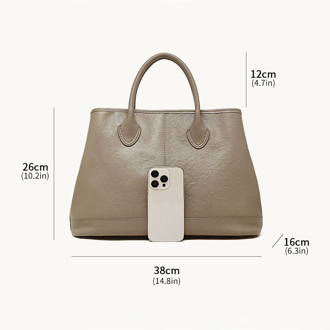Pleated Genuine Leather Top Handle Tote Bag - image 1