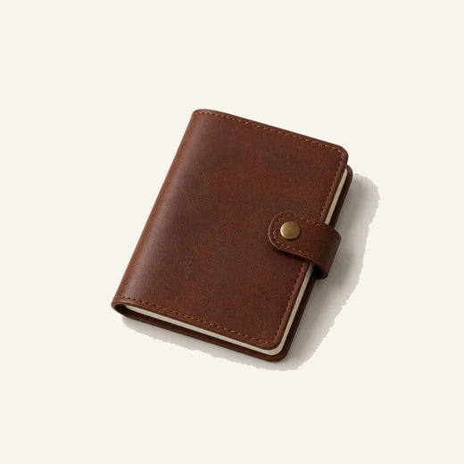 Pocket Leather Notebook Cover with Snap Closure (Wholesale/OEM Manufacturer) - #F6F3ED square main image