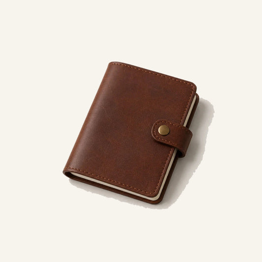 Pocket Leather Notebook Cover with Snap Closure (Wholesale/OEM Manufacturer) - #F6F3ED square main image