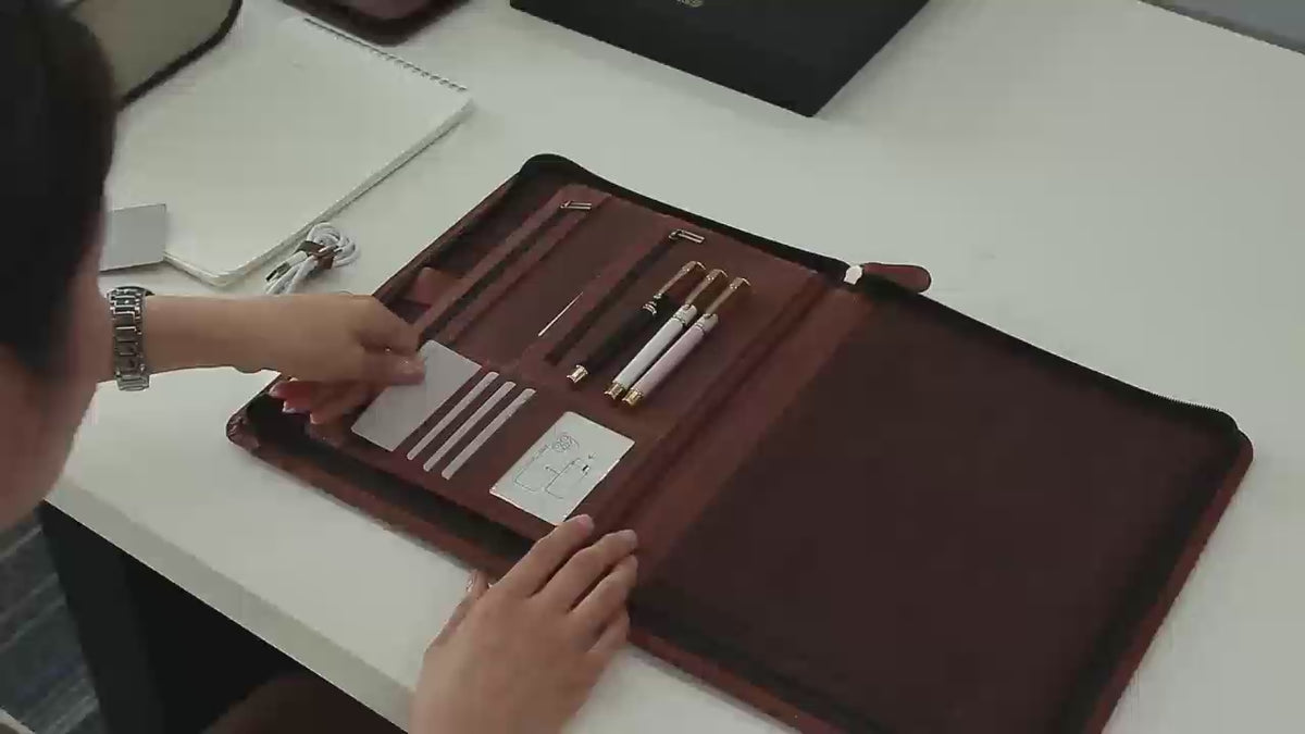 Oil-wax leather Folio Folder — Custom OEM
