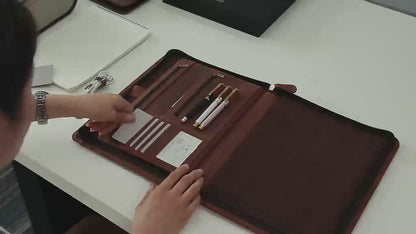 Oil-wax leather Folio Folder — Custom OEM
