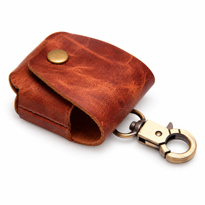 Private label crazy horse leather AirPods 3 keychain case for wholesale OEM production - image 1