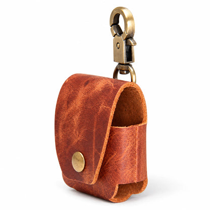 Private label crazy horse leather AirPods 3 keychain case for wholesale OEM production - image 3