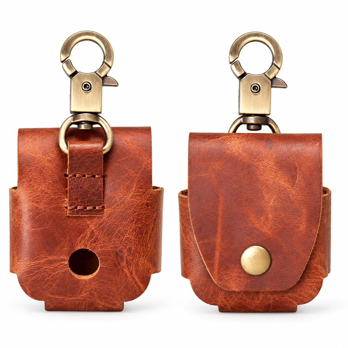Private label crazy horse leather AirPods 3 keychain case for wholesale OEM production - image 4