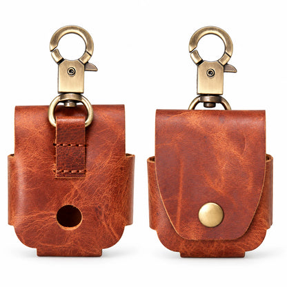Private label crazy horse leather AirPods 3 keychain case for wholesale OEM production - image 4