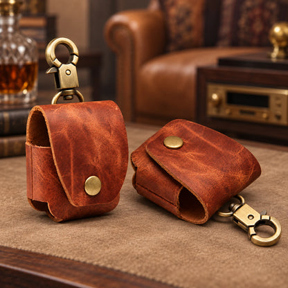 Private label crazy horse leather AirPods 3 keychain case for wholesale OEM production - image 7