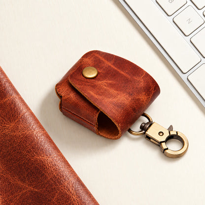 Private label crazy horse leather AirPods 3 keychain case for wholesale OEM production - image 8