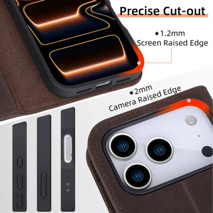 Private label crazy horse leather folio case for iPhone 18 Pro Max wholesale OEM development - image 3