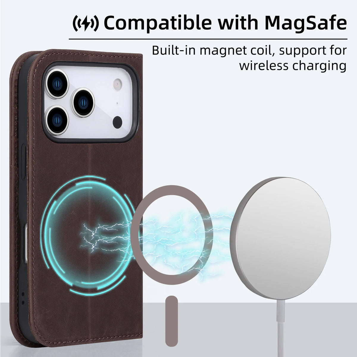 Private label crazy horse leather folio case for iPhone 18 Pro Max wholesale OEM development - image 6