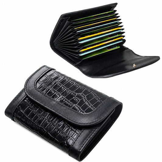 Private label crocodile-embossed leather accordion card holder for wholesale OEM production - image 1