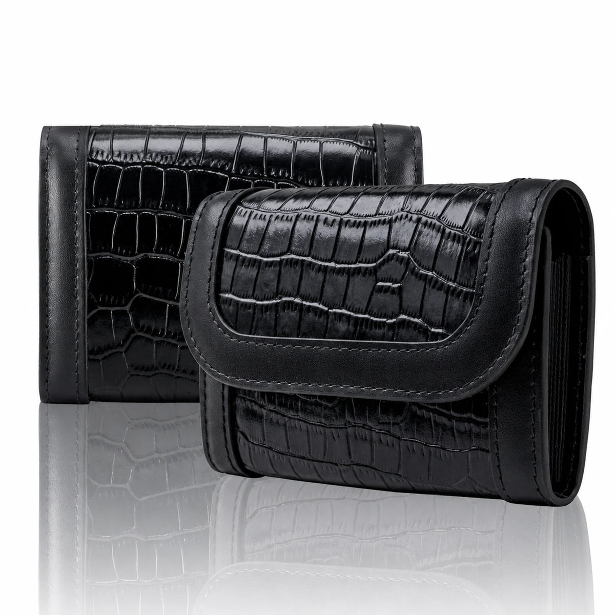 Private label crocodile-embossed leather accordion card holder for wholesale OEM production - image 4