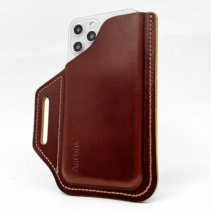 Private label full-grain vegetable-tanned leather belt loop phone holster for wholesale OEM production - image 1