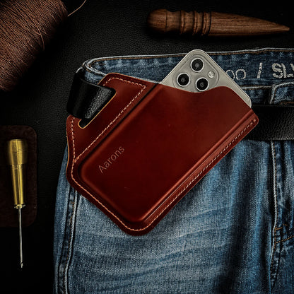 Private label full-grain vegetable-tanned leather belt loop phone holster for wholesale OEM production - image 3