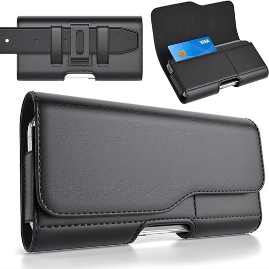 Private label black leather belt clip phone holster wallet for wholesale OEM production - image 1