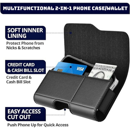 Private label black leather belt clip phone holster wallet for wholesale OEM production - image 4