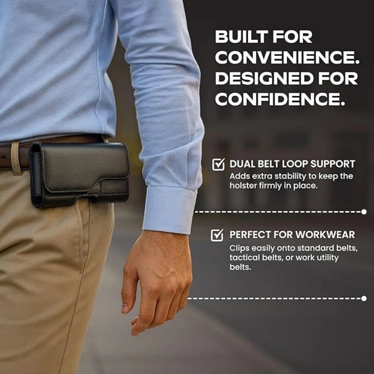 Private label black leather belt clip phone holster wallet for wholesale OEM production - image 5