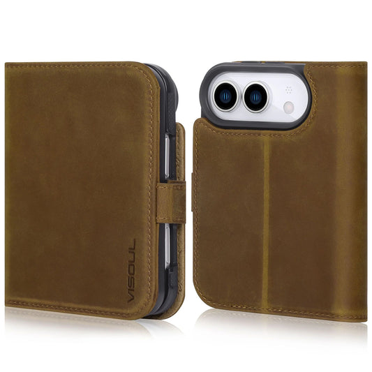 Private label genuine leather wallet case for iPhone 18 Duo wholesale OEM development - image 1