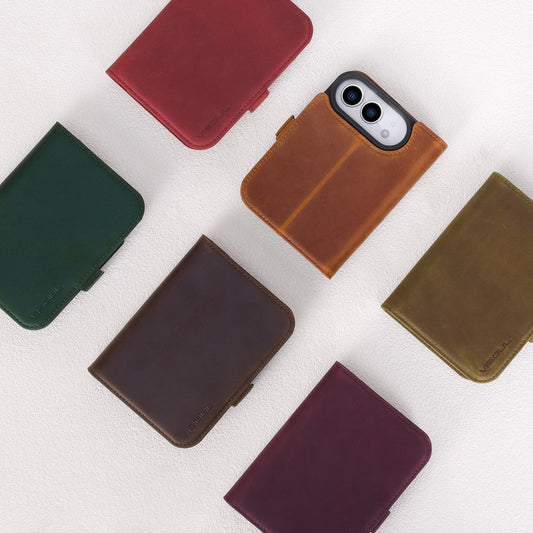 Private label genuine leather wallet case for iPhone 18 Duo wholesale OEM development - image 2