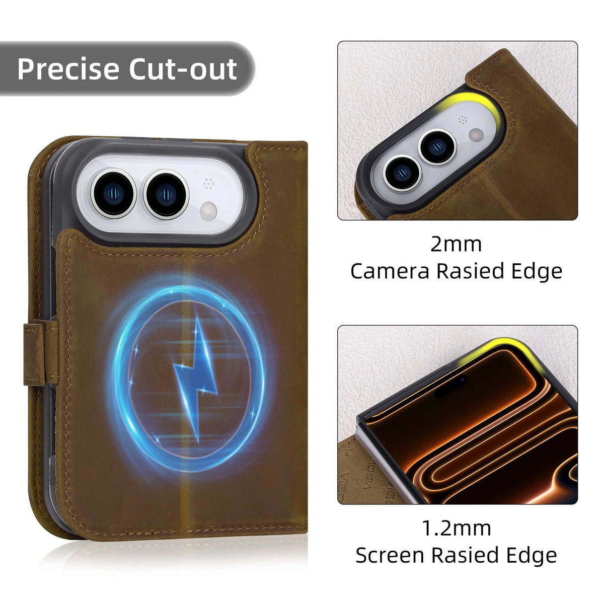 Private label genuine leather wallet case for iPhone 18 Duo wholesale OEM development - image 4