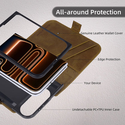 Private label genuine leather wallet case for iPhone 18 Duo wholesale OEM development - image 7