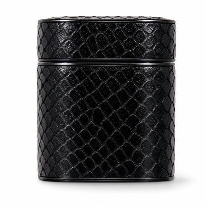 Private label black snake-embossed leather AirPods 1 and 2 case for wholesale OEM production - image 1