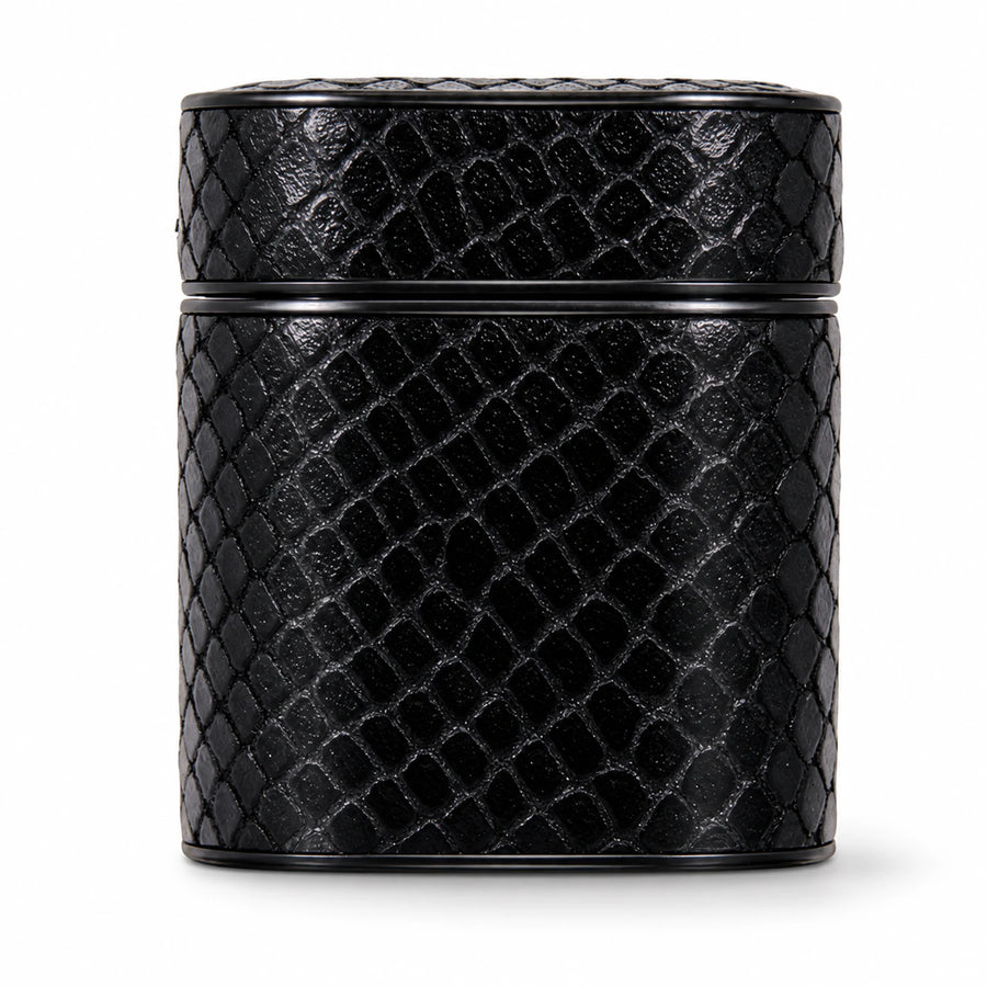 Private label black snake-embossed leather AirPods 1 and 2 case for wholesale OEM production - image 1