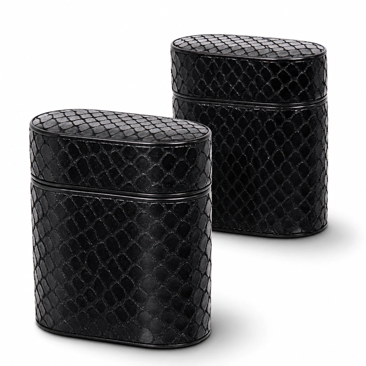 Private label black snake-embossed leather AirPods 1 and 2 case for wholesale OEM production - image 2