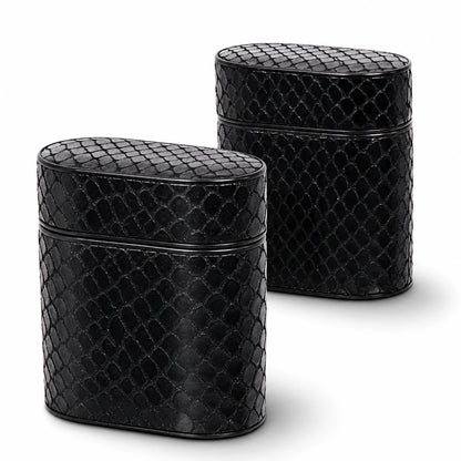 Private label black snake-embossed leather AirPods 1 and 2 case for wholesale OEM production - image 2