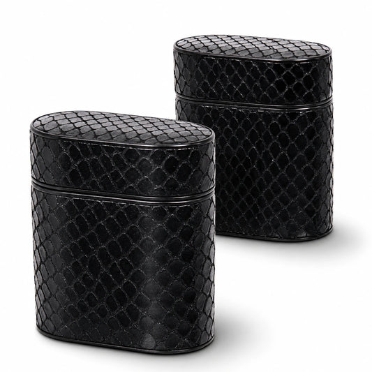 Private label black snake-embossed leather AirPods 1 and 2 case for wholesale OEM production - image 2