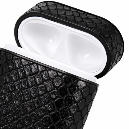 Private label black snake-embossed leather AirPods 1 and 2 case for wholesale OEM production - image 4