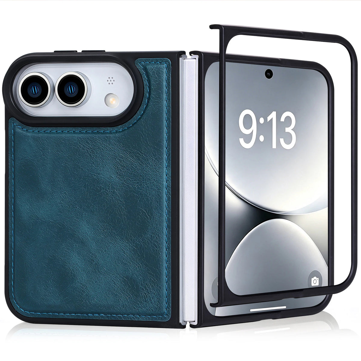 Private label top-grain leather foldable case for iPhone 18 Duo wholesale OEM development - image 1