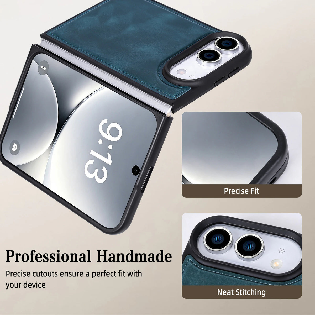 Private label top-grain leather foldable case for iPhone 18 Duo wholesale OEM development - image 2