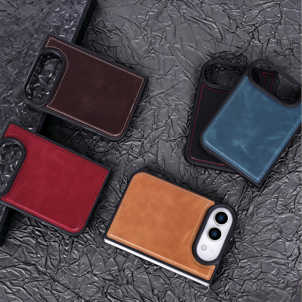 Private label top-grain leather foldable case for iPhone 18 Duo wholesale OEM development - image 4
