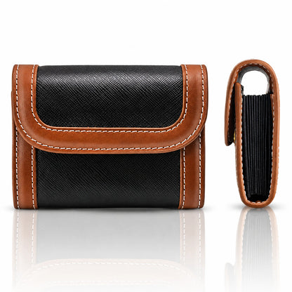 Private label two-tone genuine leather accordion card holder for wholesale OEM production - image 1