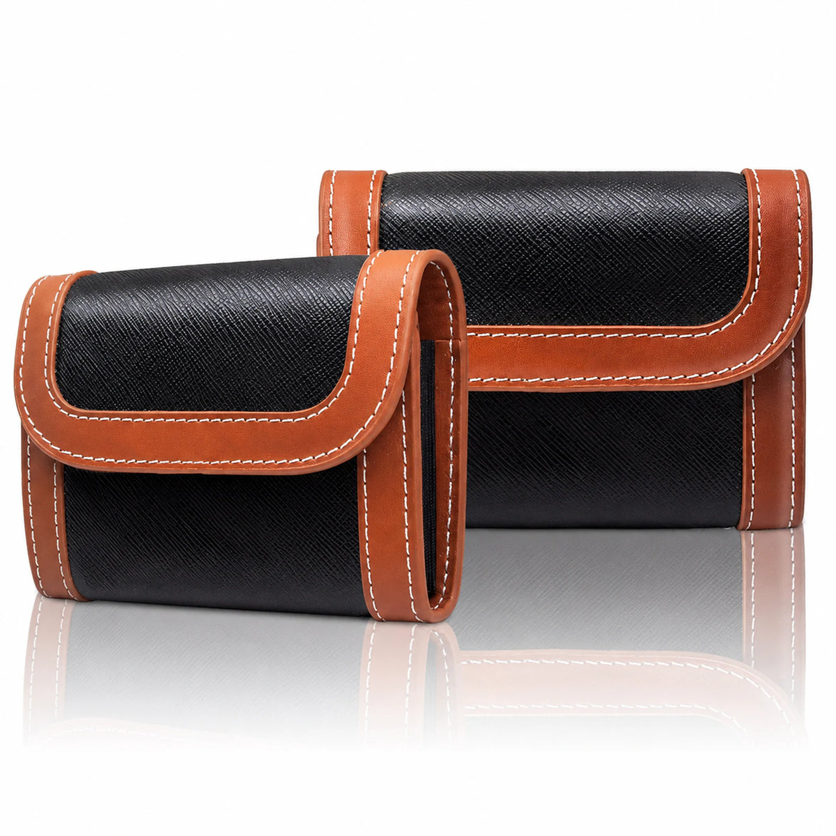 Private label two-tone genuine leather accordion card holder for wholesale OEM production - image 2