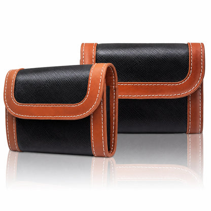 Private label two-tone genuine leather accordion card holder for wholesale OEM production - image 2
