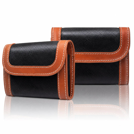 Private label two-tone genuine leather accordion card holder for wholesale OEM production - image 2