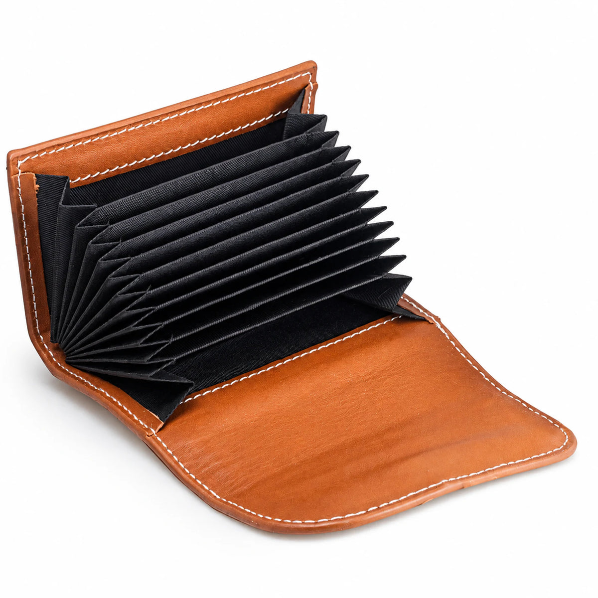 Private label two-tone genuine leather accordion card holder for wholesale OEM production - image 4