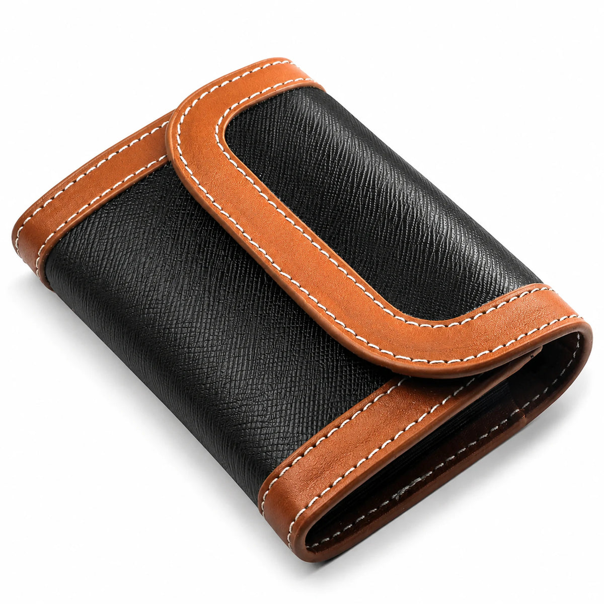 Private label two-tone genuine leather accordion card holder for wholesale OEM production - image 5
