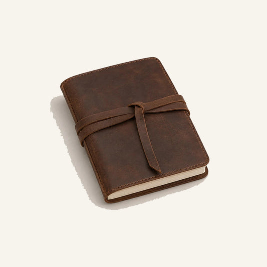 Refillable Leather Travel Journal with Wrap Strap (Wholesale/OEM Manufacturer) - #F6F3ED square main image