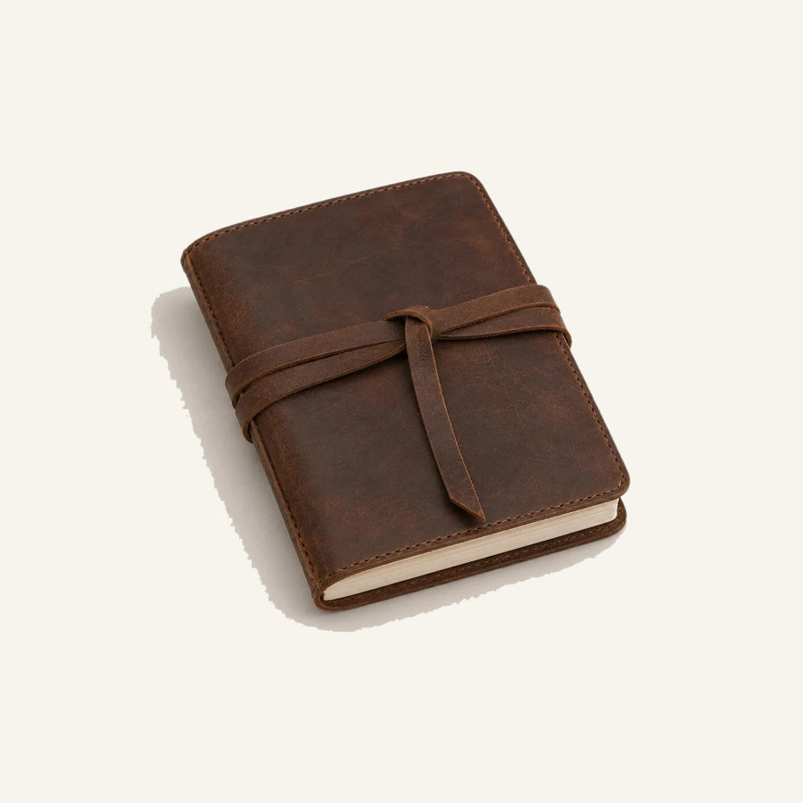 Refillable Leather Travel Journal with Wrap Strap (Wholesale/OEM Manufacturer) - #F6F3ED square main image