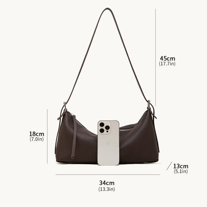 Slim Genuine Leather Baguette Shoulder Bag - image 1