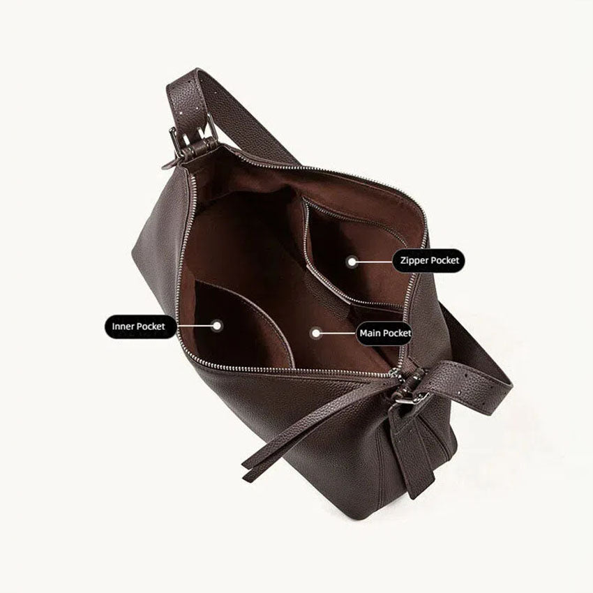Slim Genuine Leather Baguette Shoulder Bag - image 2