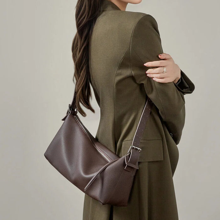 Slim Genuine Leather Baguette Shoulder Bag - image 3