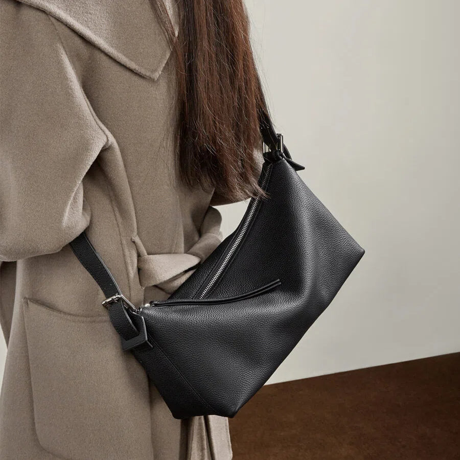 Slim Genuine Leather Baguette Shoulder Bag - image 4