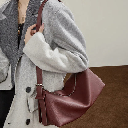 Slim Genuine Leather Baguette Shoulder Bag - image 5