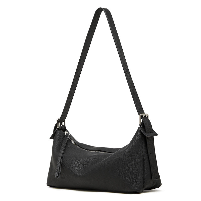 Slim Genuine Leather Baguette Shoulder Bag - image 7