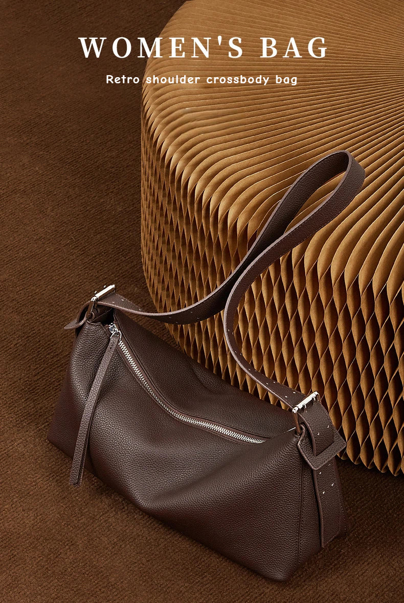 Slim Genuine Leather Baguette Shoulder Bag - image 8